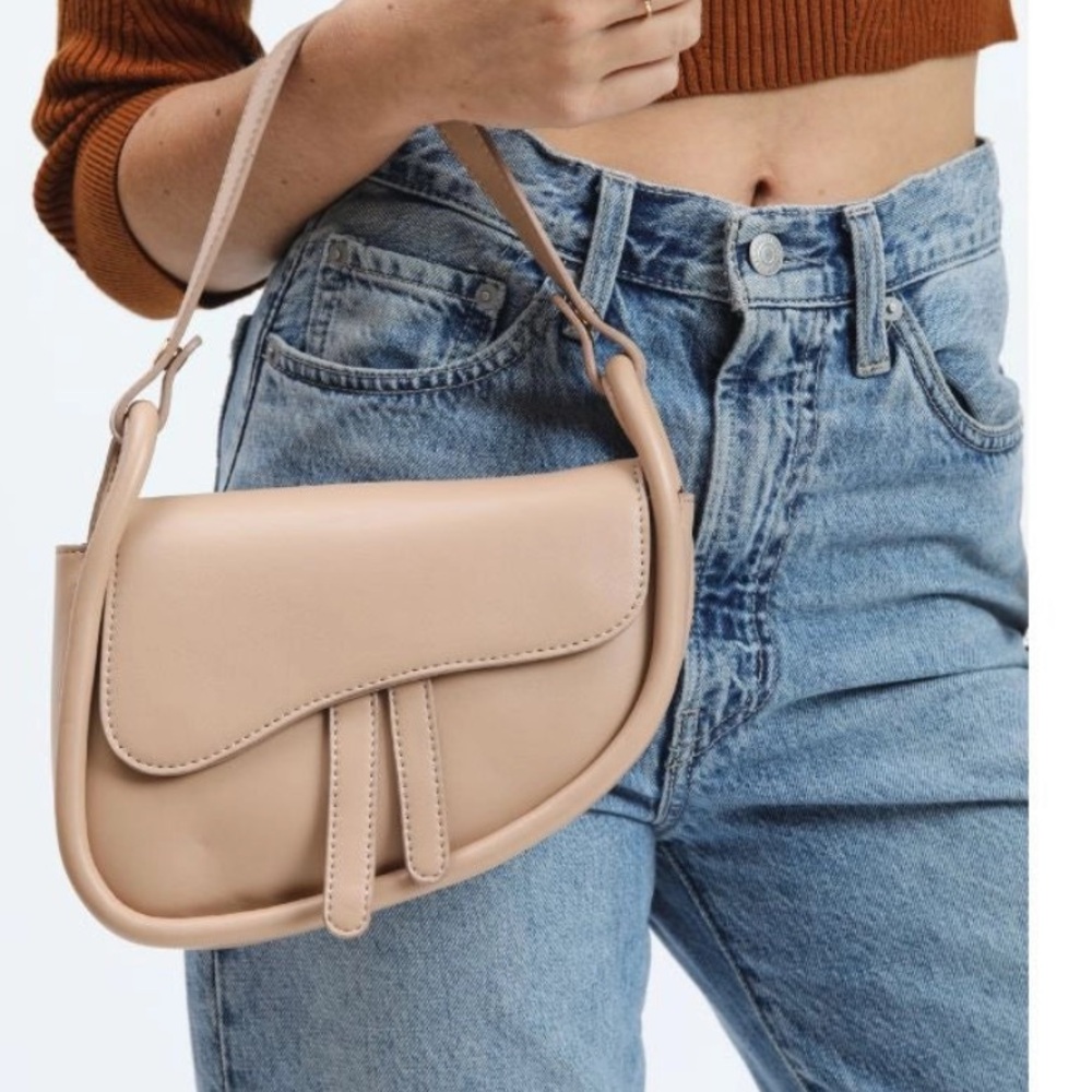 Mini Shoulder Saddle Purse with Detachable Crossbody Strap